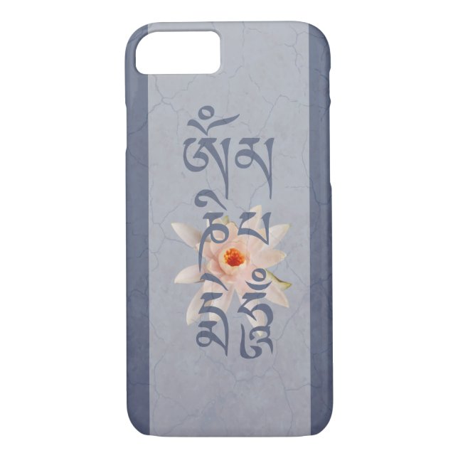 Om Mani Padme Hum Lotus - Blue Case-Mate iPhone Case (Back)