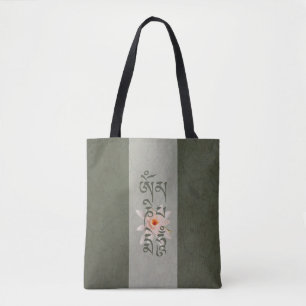 Om Mani Padme Hum Lotus - Blue-green Tote Bag