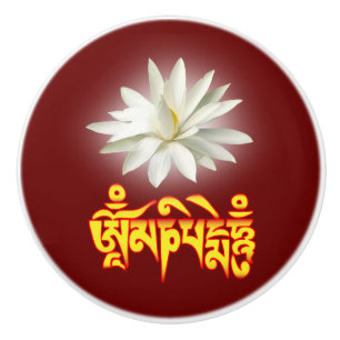 Om mani padme hum mantra ceramic knob