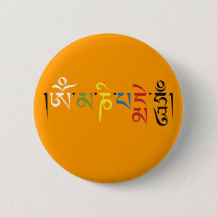 Om Mani Padme Hum Mantra Elegance 6 Cm Round Badge