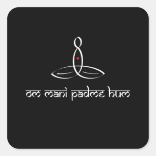 Om Mani Padme Hum - White Sanskrit style Square Sticker