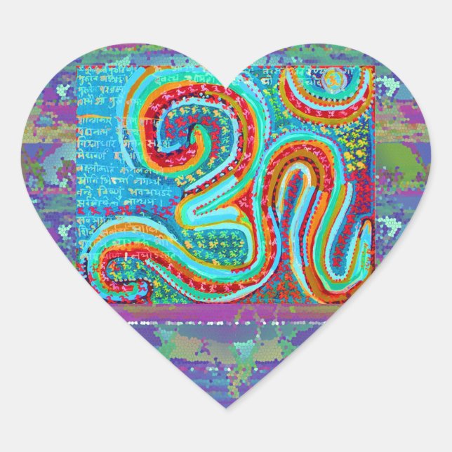 OM Mantra - 108 Times Heart Sticker (Front)