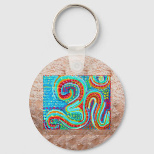 OM Mantra on Golden Jewel Base Art Key Ring