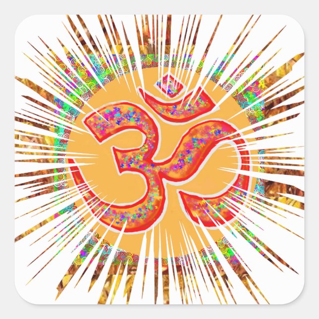 OM MANTRA Sparkle Square Sticker (Front)