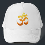 Om Mantra Symbol Mens Womens Unisex Baseball Trucker Hat<br><div class="desc">Om Mantra Symbol Meditation Yoga Asana Relax Yellow Orange Gold Sun Inspirational Fitness Sunrise Elegant Template Men's Women's Unisex Baseball & Trucker Hats.</div>