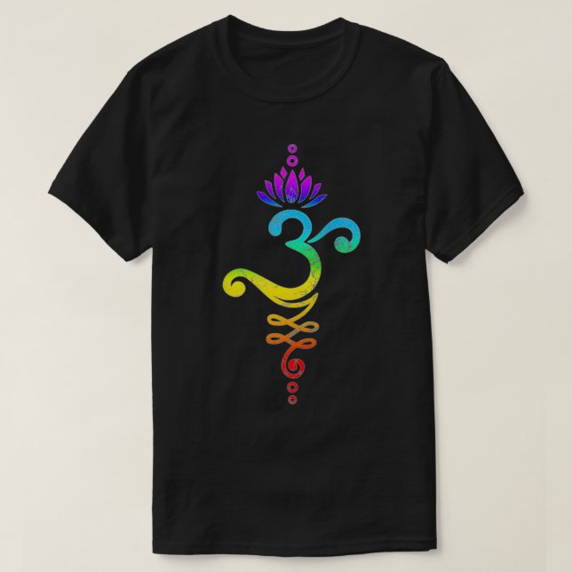 Om Mantra, yoga, symbol, lotus flower, rainbow, ch T-Shirt (Design Front)