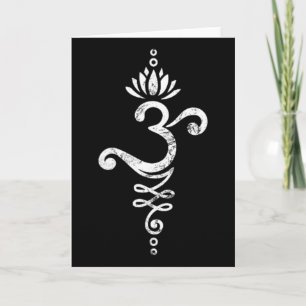 Om Mantra Yoga Symbol Lotus Flower Unalome Ornamen Card