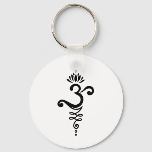 Om Mantra Yoga Symbol Lotus Flower Unalome Ornamen Key Ring