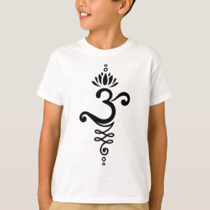 Om Mantra Yoga Symbol Lotus Flower Unalome Ornamen T-Shirt