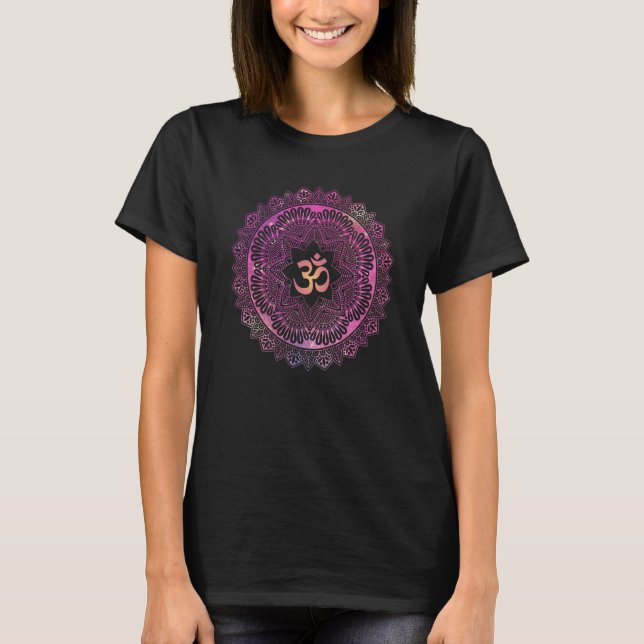 Om Meditations Mandalas Yoga Purple Meditating Spi T-Shirt (Front)