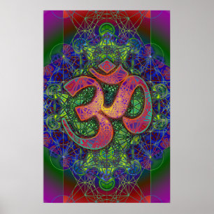 Om Metatron's Cube Mandala Poster