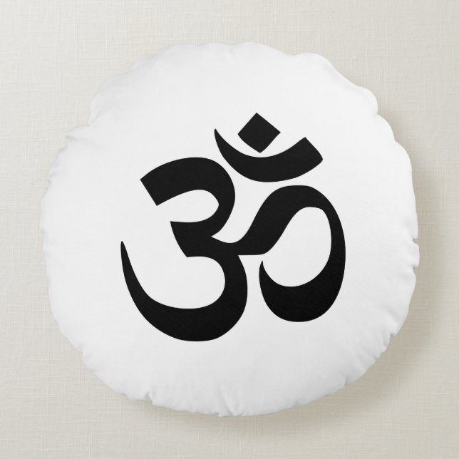 Om Namah Shivaya Aum Shanti Aum Om Symbol ॐ Peace Round Cushion (Front)