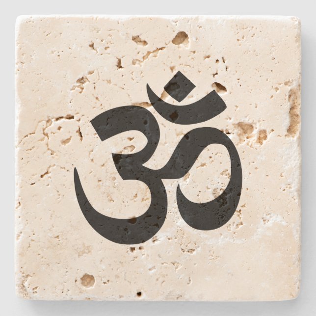 Om Namah Shivaya Aum Shanti Aum Om Symbol ॐ Peace Stone Coaster (Front)