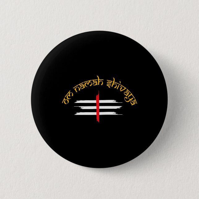 Om Namah Shivaya Tripundra Symbol Of Shiva  6 Cm Round Badge (Front)