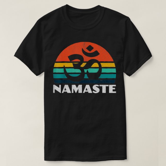 Om Namaste Retro Meditation Workout Eercise Yoga L T-Shirt (Design Front)