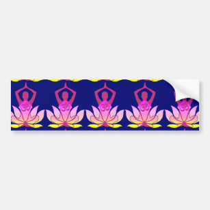 OM Namaste Spiritual Lotus Flower Yoga on Blue Bumper Sticker