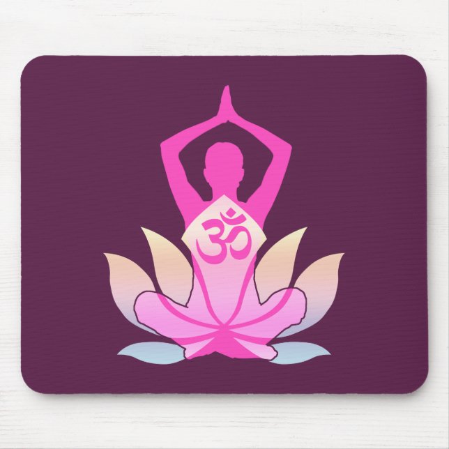 OM Namaste Spiritual Lotus Flower Yoga on Purple Mouse Pad (Front)