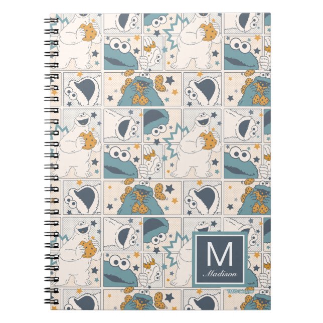 Om Nom Nom Comic Pattern | Add Your Name Spiral Notebook (Front)