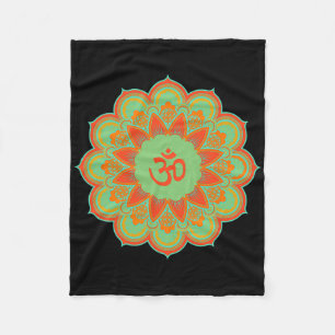 Om Ohm Aum Symbol Mandala Spiritual Yoga Gift Fleece Blanket