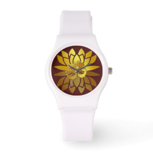 OM Omkara and Gold Coloured Lotus Flower Watch