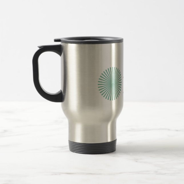 Om optical illusion spiral travel mug (Left)