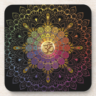 OM Rainbow Flower of Life Coaster