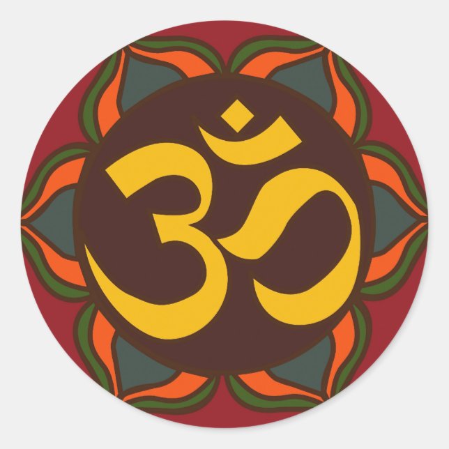 Om Retro Symbol Inner Peace Design! Classic Round Sticker (Front)