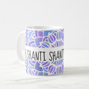 Om Shanti Boho Purple Mandala  Coffee Mug