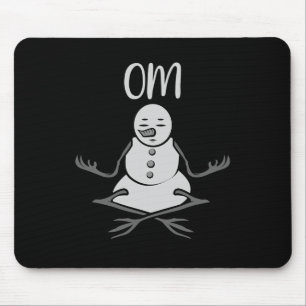 Om Snowman In Lotus Yoga Pose Christmas Gift Mouse Pad