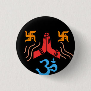 Om swastik devotion 3 cm round badge