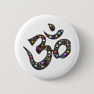 Om symbol 6 cm round badge