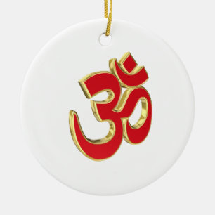 Om symbol ceramic tree decoration