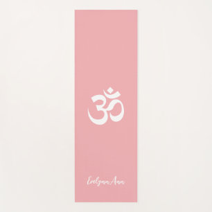 Om Symbol Coral Pink Personalised Name Prayer Or Yoga Mat