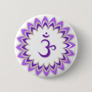 Om Symbol / Crown Chakra 6 Cm Round Badge