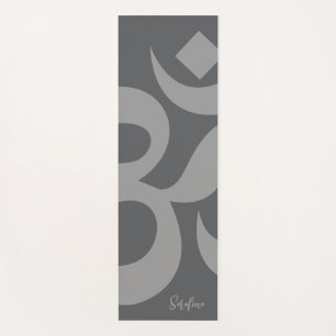 Om Symbol Grey Personalised Name Reversible Yoga Mat