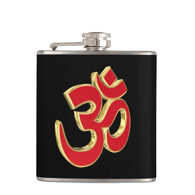 Om symbol hip flask (Front)