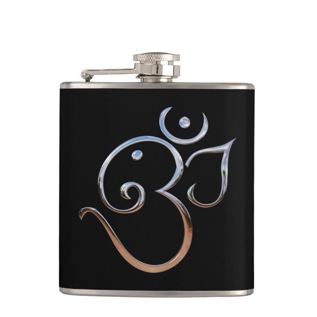 Om Symbol Hip Flask (Front)