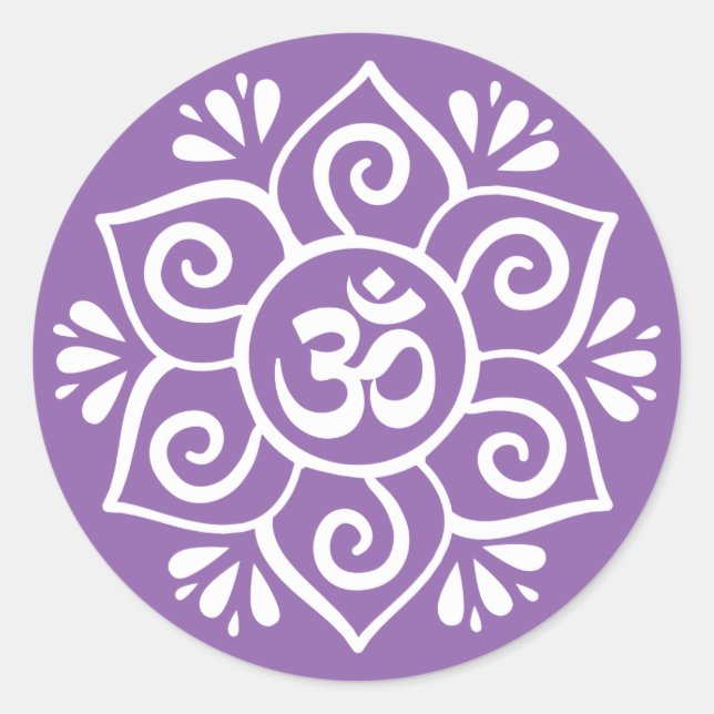 Om symbol in lotus petal mandala classic round sticker (Front)