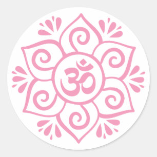 Om symbol in lotus petal mandala classic round sticker