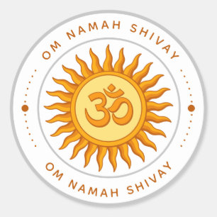 Om Symbol in Radiant Sun Spiritual Hindu Design Classic Round Sticker