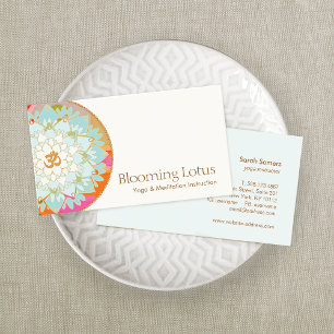 Om Symbol Lotus Mandala Yoga & Meditation Business Card