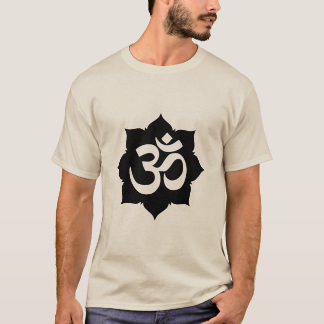 OM Symbol Lotus Spirituality Carbon Fibre Decor T-Shirt (Front)