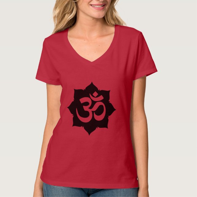 OM Symbol Lotus Spirituality Carbon Fibre Decor T-Shirt (Front)