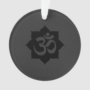 OM Symbol Lotus Spirituality in Carbon Fibre Style Ornament