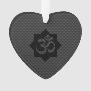 OM Symbol Lotus Spirituality in Carbon Fibre Style Ornament