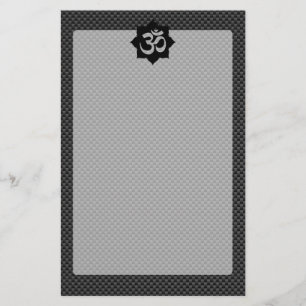 OM Symbol Lotus Spirituality in Carbon Fibre Style Stationery