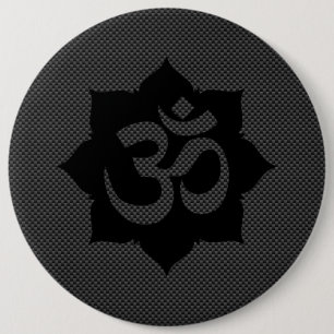 OM Symbol Lotus Spirituality Yoga Carbon Style 6 Cm Round Badge
