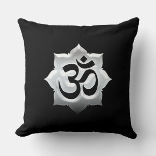OM Symbol Lotus Spirituality Yoga Crest Cushion