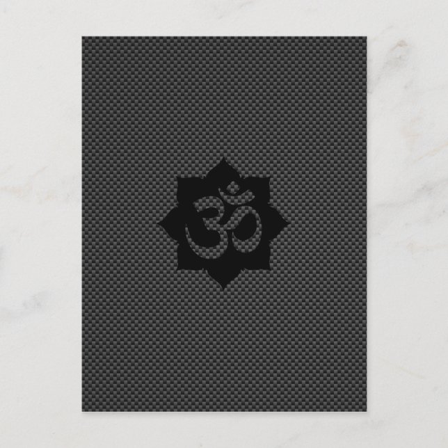 OM Symbol Lotus Spirituality Yoga in Carbon Fibre Postcard (Front)