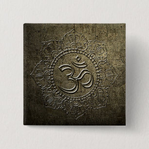OM Symbol Mandala Bronze Metal effect 3 Button